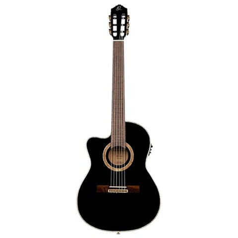Ortega Guitars 6 String Performer Series Left-Handed Solid Top Thinline Crossover Acoustic-Electric Nylon Classical Guitar w/Bag, (RCE138-T4BK-L)