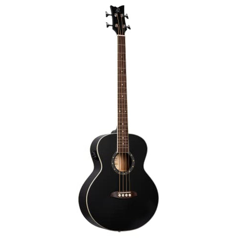 Ortega Guitars Deep Series 4 String Acoustic Bass Guitar, Right-handed, Black, (D7E-SBK-4)