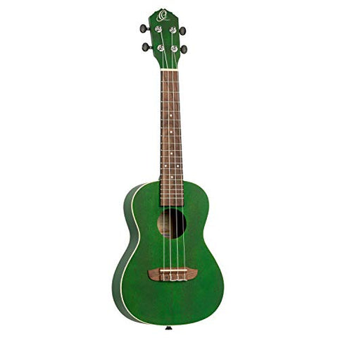 Ortega Guitars, 4-String Earth Series Concert Acoustic/Electric Ukulele, Right, Transparent Forest Green, (RUFOREST-CE)