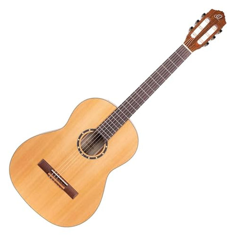 Ortega Guitars 6 String Family Series Full Size Nylon Classical Guitar w/Bag, Right, Cedar Top-Natural-Satin, (R122)