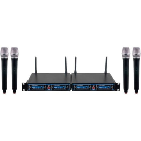 VOCOPRO UDH-CHOIR-4-MIB FOUR CHANNEL WIRELESS HANDHELD MICROPHONE SYSTEM IN A BAG