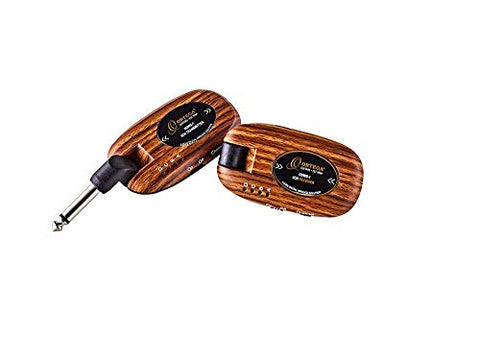 Ortega Guitars, 4 Channel/2.4 GHz-Complete Digital Wireless System for Acoustic & Electric Instruments-Transmitter & Receiver, Walnut Design (ODWS-1WND)