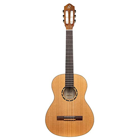 Ortega Guitars 6 String Family Series 3/4 Size Left-Handed Nylon Classical Guitar w/Bag, Cedar Top-Natural-Satin, (R122L-3/4)