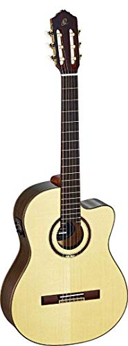 Ortega Guitars 6 String Performer Series Solid Top Slim Neck Acoustic-Electric Nylon Classical Guitar w/Bag, Right (RCE158SN)
