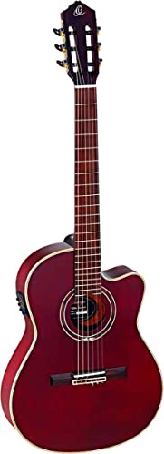 Ortega Guitars 6 String Performer Series Solid Top Thinline Crossover Acoustic-Electric Nylon Classical Guitar w/Bag, Right (RCE138-T4STR)