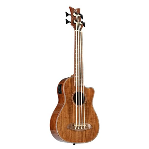 Ortega Guitars 4 String Lizard Series Acoustic-Electric Uke-Bass w/Bag, Right (CAIMAN-BS-GB)