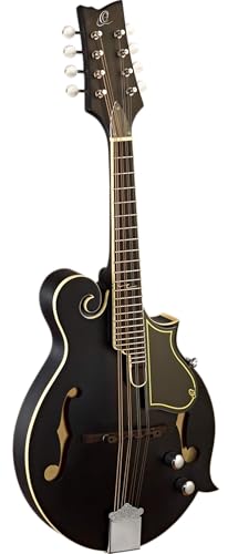 Ortega Guitars, 8-String F-Style Series Acoustic-Electric Mandolin w/Bag, Right, black (RMFE40SBK)