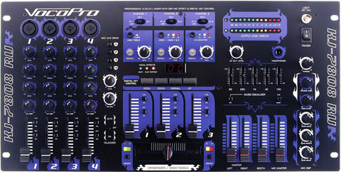 VocoPro KJ-7808RV Professional KJ/DJ/VJ Mixer with DSP Mic Effect and Digital Key Control