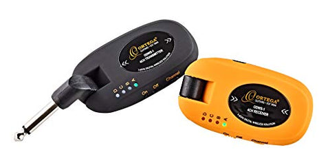 Ortega Guitars, 4 Channel/2.4 GHz-Complete Digital Wireless System for Acoustic & Electric Instruments-Transmitter & Receiver, Black/Orange (ODWS-1)