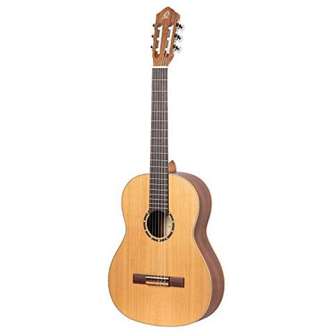 Ortega Guitars 6 String Family Series Full Size Left-Handed Nylon Classical Guitar w/Bag, Cedar Top-Natural-Satin, (R122L)