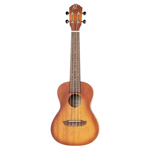 Ortega Guitars, 4-String Earth Series Concert Left-Handed Ukulele, Trasparent Sunburst, Acoustic (RUDAWN-L)