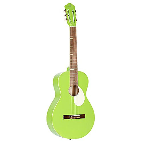 Ortega Guitars 6 Gaucho Series Nylon String Parlor Guitar w/Bag, Right, Green Apple (RGA-GAP)