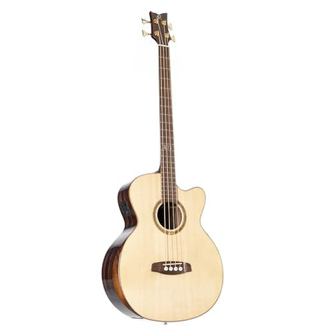 Ortega Guitars 4 String Private Room Striped Ebony Suite w/Arm Rest Solid Top Acoustic-Electric Bass w/Bag, Right (STRIPEDSU.ACB)
