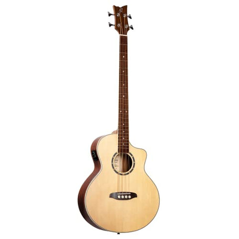 Ortega Guitars Deep Series 4 String Acoustic Bass Guitar, Right-handed, Natural, (D7CE-4)