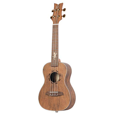 Ortega Guitars, 4-String Lizard Series Left-Handed Concert Acoustic-Electric Ukulele w/Bag, CC-GBL