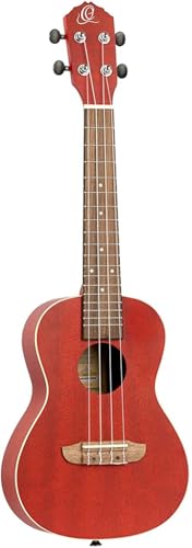 Ortega Guitars, 4-String Earth Series Concert Ukulele, Right, Transparent Fire Red, Acoustic (RUFIRE)