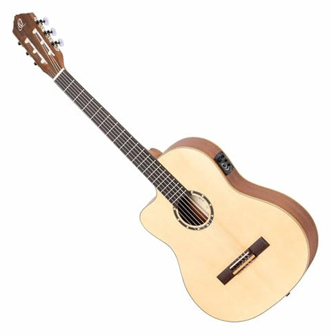 Ortega Guitars Family Series Thinline Acoustic-Electric Left-Handed Nylon Classical 6-String Guitar w/Bag, (RCE125SN-L)