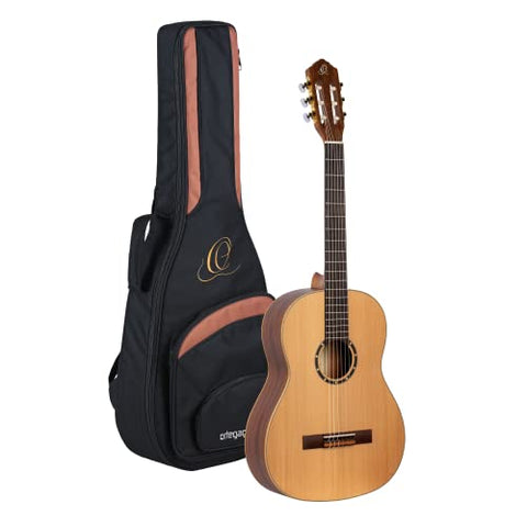 Ortega Guitars 6 String Family Series Pro Solid Top Slim Neck Nylon Classical Guitar w/Bag, Right (R131SN)