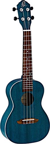 Ortega Guitars, 4-String Earth Series Concert Ukulele, Right, Transparent Ocean Blue, Acoustic (RUOCEAN)