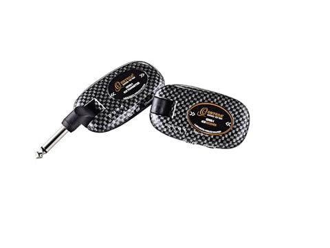 Ortega Guitars, 4 Channel/2.4 GHz-Complete Digital Wireless System for Acoustic & Electric Instruments-Transmitter & Receiver, Carbon Design (ODWS-1CAR)