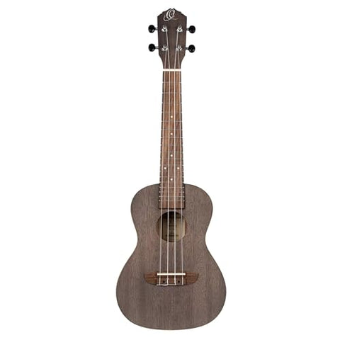 Ortega Guitars, 4-String Earth Series Concert Left-Handed Ukulele, Transparent Black, Acoustic (RUCOAL-L)