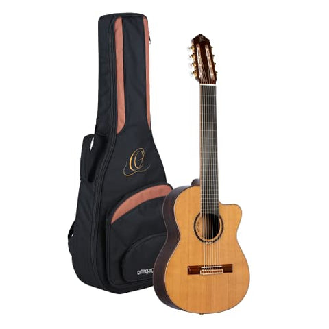 Ortega Guitars Performer Series 8-String Solid Top Acoustic-Electric Nylon Classical Guitar w/Bag, Right (RCE159-8)