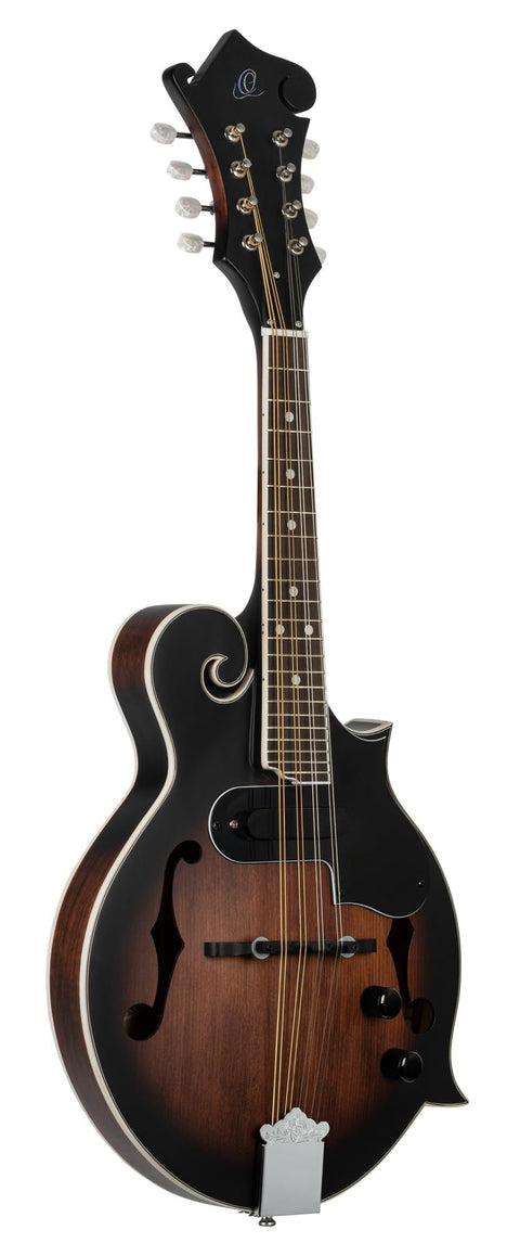Ortega Guitars, 8-String Americana Series F-Style Acoustic-Electric Mandolin, Right, Whiskey Burst (RMFE30-WB)