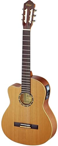 Ortega Guitars 6 String Family Series Pro Solid Top Acoustic-Electric Nylon Classical Guitar w/Bag, Left-Handed (RCE131L)