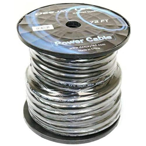 Deejay LED 72 Foot Zero Gauge Thick Type Power Cable for Heavy Current Usage Black - TBH072BLACKMIX