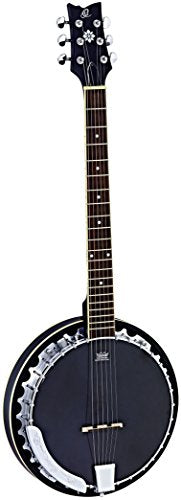 Ortega Guitars Raven Series 6-String Acoustic-Electric Banjo w/Bag, Right (OBJE350/6-SBK)