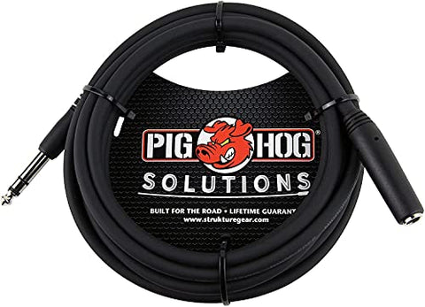 Pig Hog PHX14-25 1/4" TRSF to 1/4" TRSM Headphone Extension Cable, 25 Feet