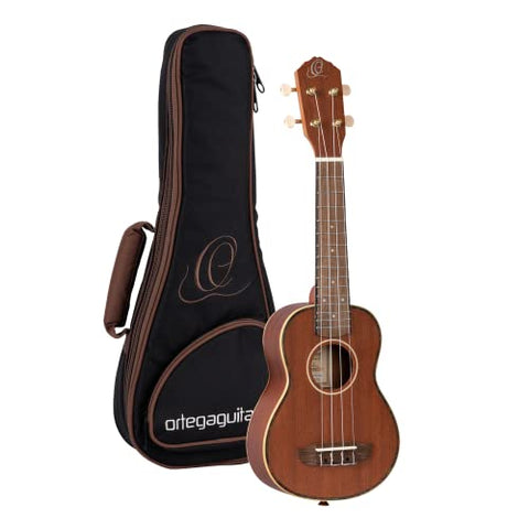 Ortega Guitars, 4-String Timber Series All Solid Soprano Ukulele w/Bag, Right (RU10)