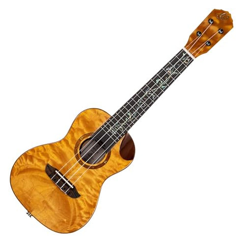 Ortega Guitars, 4-String Elite Series Concert Acoustic-Electric Ukulele w/Bag, Right-handed, (RUET-QMA)