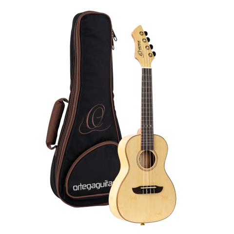 Ortega Guitars, 4-String Horizon Series Revese Headstock Concert Ukulele w/Bag, Right, Natural (RUBO)