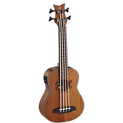 Ortega Guitars 4 String Lizard Series Fretless Acoustic-Electric Uke-Bass w/Bag, Right (LIZZY-BSFL-GB)