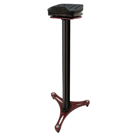 Ultimate Support MS-100 MS Series Professional Column Studio Monitor Stands Pair w/Adjustable Angle and Axis - Black w/Red Accents