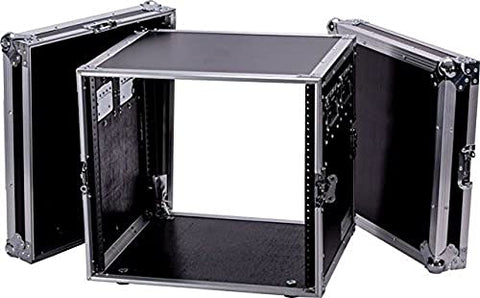 10U-Space 21-in Deep DJ Amplifier Rack Fly Drive Case with Wheels, 4U Effect Deluxe Case -Body Depth with Pull Out Handles and Wheels, Safe Travel Case Designed for Touring. Deejay LED TBH10UAD21W