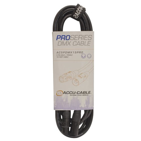 15 FOOT 5 PIN PRO DMX CABLE. PVC JACK