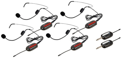 VocoPro 4 UHF Wireless Headset Mics with Receive (Commander-Play-4)