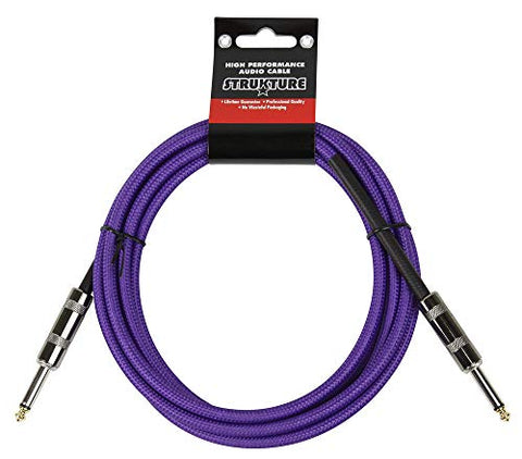 10 Foot Instrument Cable  6mm Woven - Purple