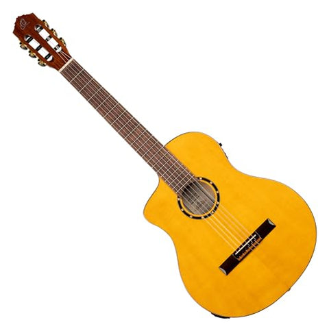 Ortega Guitars 6 String Family Series Pro Left-Handed Solid Top Acoustic-Electric Flamenco Guitar w/Bag, Full (RCE170F-L)