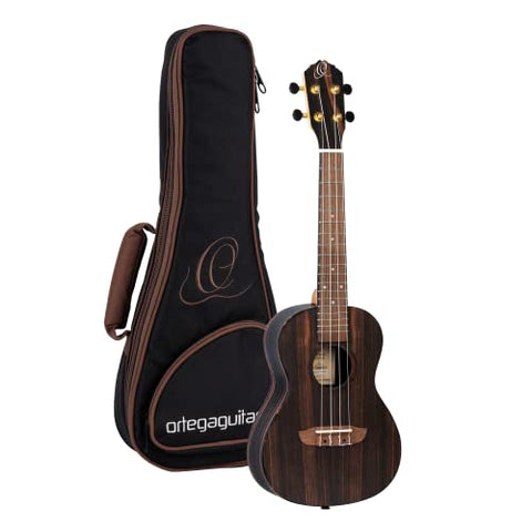Ortega Guitars, 4-String Timber Series Concert Acoustic-Electric Ukulele w/Bag, Right (RUEB-CC)