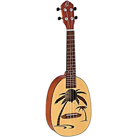 Ortega Guitars, 4-String Bonfire Series Pineapple Ukulele, Right-Handed, Acoustic, (RUPA5)