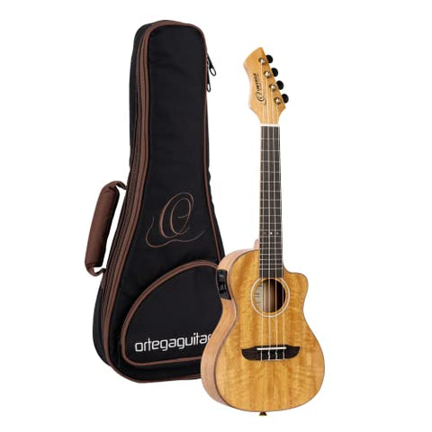Ortega Guitars, 4-String Horizon Series Revese Headstock Concert Acoustic-Electric Ukulele w/Bag, Right, Natural, Akustisch-Elektronisch (RUMG-CE)