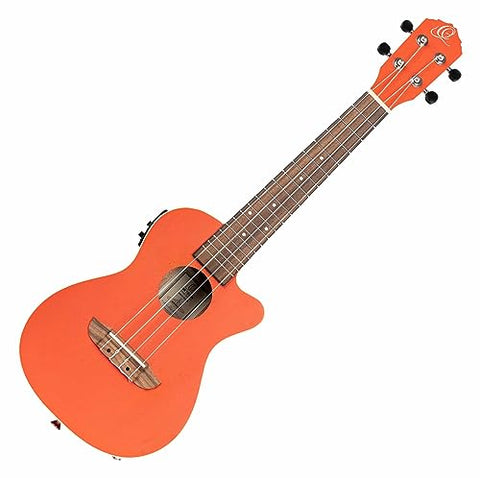 Ortega Guitars, 4-String Earth Series Concert Acoustic/Electric Ukulele, Right, Hokkaido Orange, (RUPUKI-CE)