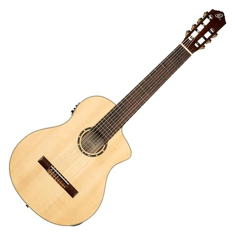 Ortega Guitars Family Series Pro 7-String Solid Top Acoustic-Electric Nylon Classical Guitar w/Bag, Right, Full (RCE133-7)