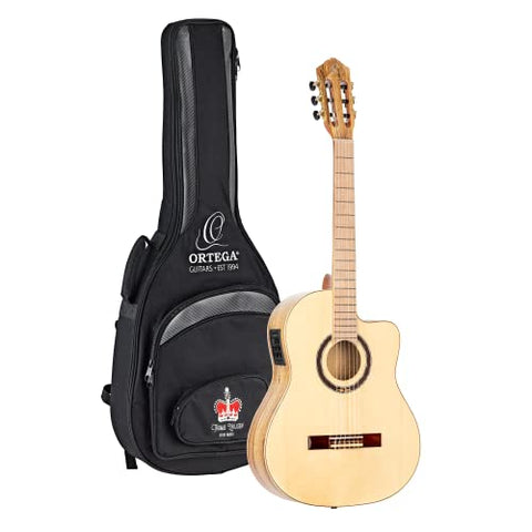 Ortega Guitars 6 String Signature Series Thomas Zwijsen Acoustic-Electric Nylon Classical Guitar w/Bag, Right (TZSM-3)