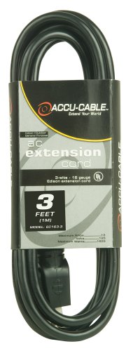 3 FOOT BLK 16/3GAUGE EDISON EXT.