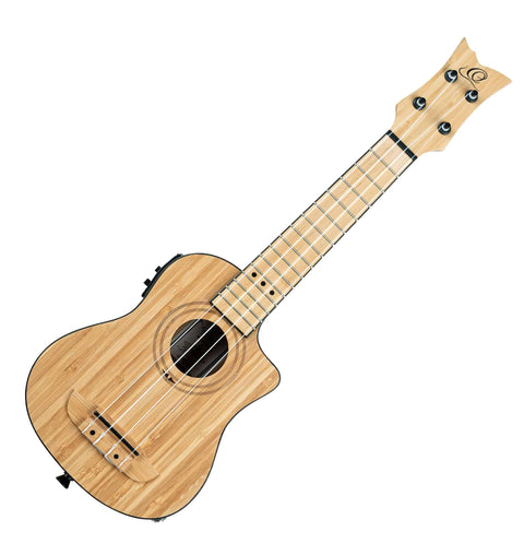 Ortega Guitars, 4-String Bamboo Series All Solid Soprano Acoustic-Electric Ukulele w/Bag, Right-handed, Natural, (RUNAB-SO)