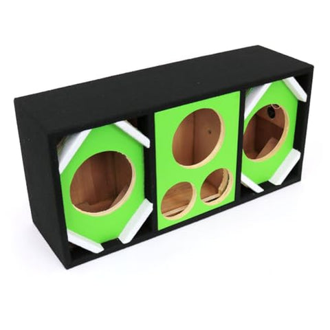 Two 6-in Woofers plus Two Tweeters and One Horn GREEN Empty Chuchera Speaker Enclosure